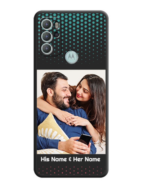 Custom Faded Dots with Grunge Photo Frame and Text on Space Black Custom Soft Matte Phone Cases - Moto G60s