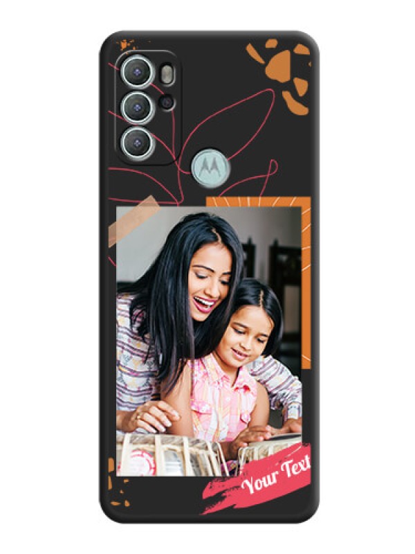 Custom Orange Photo Frame on Space Black Custom Soft Matte Phone Back Cover - Moto G60s