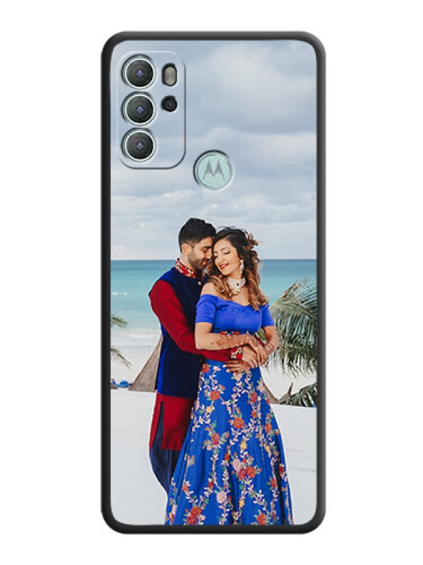 Custom Full Single Pic Upload On Space Black Personalized Soft Matte Phone Covers -Motorola Moto G60S