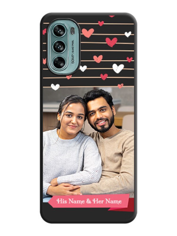 Custom Love Pattern with Name on Pink Ribbon  on Photo on Space Black Soft Matte Back Cover - Moto G62
