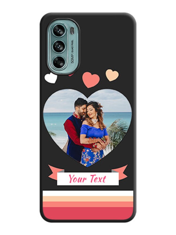 Custom Love Shaped Photo with Colorful Stripes on Personalised Space Black Soft Matte Cases - Moto G62