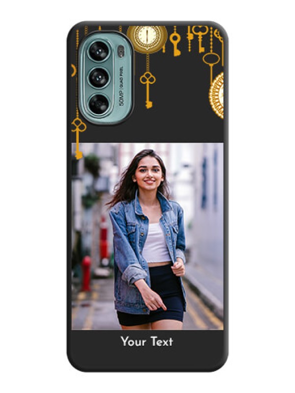 Custom Decorative Design with Text on Space Black Custom Soft Matte Back Cover - Moto G62