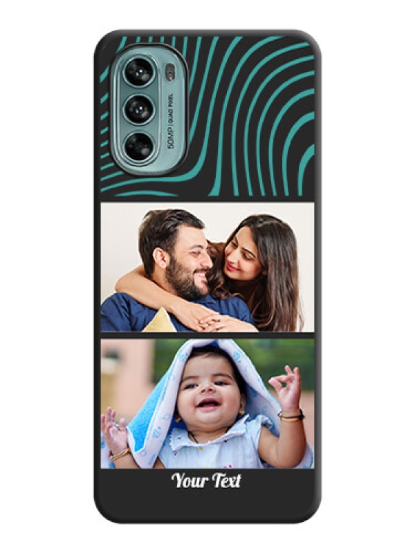 Custom Wave Pattern with 2 Image Holder on Space Black Personalized Soft Matte Phone Covers - Moto G62