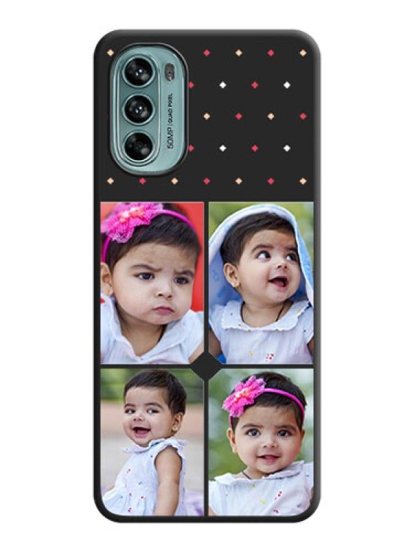 Custom Multicolor Dotted Pattern with 4 Image Holder on Space Black Custom Soft Matte Phone Cases - Moto G62