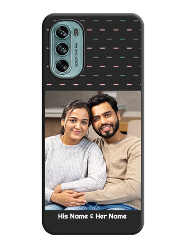 Custom Line Pattern Design with Text on Space Black Custom Soft Matte Phone Back Cover - Moto G62