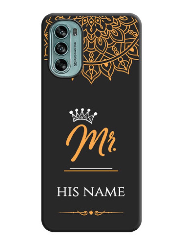 Custom Mr Name with Floral Design  on Personalised Space Black Soft Matte Cases - Moto G62