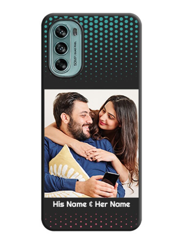 Custom Faded Dots with Grunge Photo Frame and Text on Space Black Custom Soft Matte Phone Cases - Moto G62