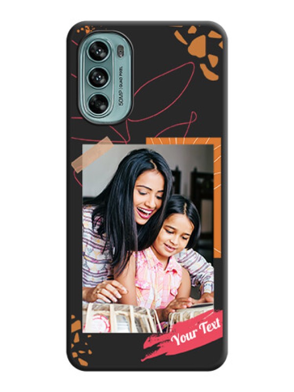 Custom Orange Photo Frame on Space Black Custom Soft Matte Phone Back Cover - Moto G62