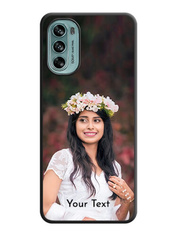 Custom Full Single Pic Upload With Text On Space Black Personalized Soft Matte Phone Covers -Motorola Moto G62