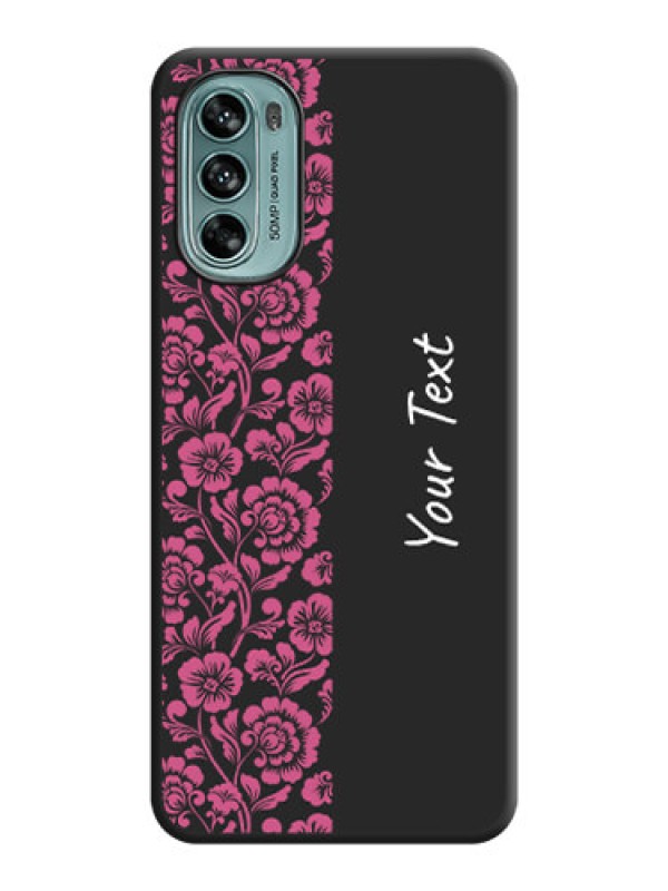 Custom Pink Floral Pattern Design With Custom Text On Space Black Personalized Soft Matte Phone Covers -Motorola Moto G62