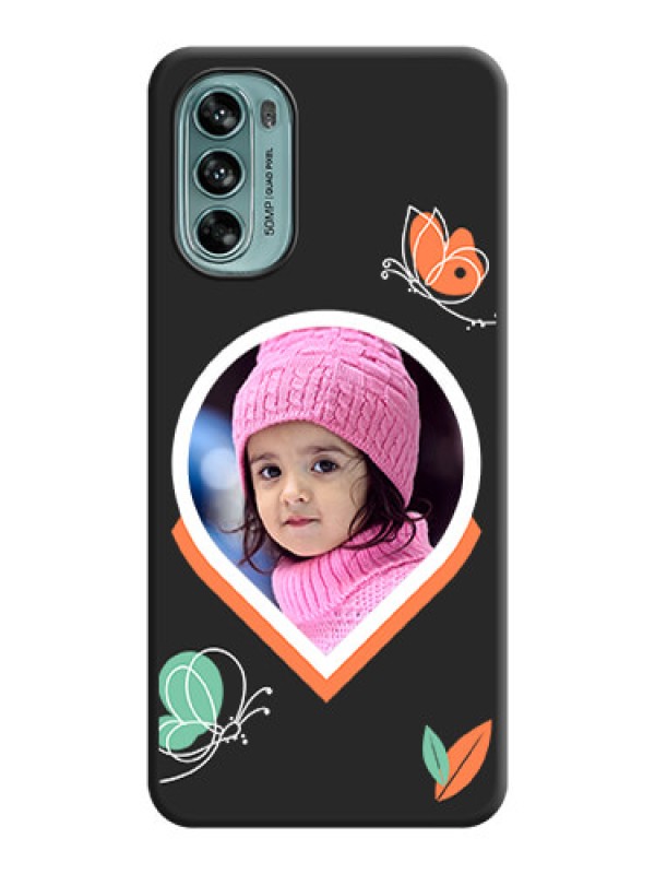 Custom Upload Pic With Simple Butterly Design On Space Black Personalized Soft Matte Phone Covers -Motorola Moto G62