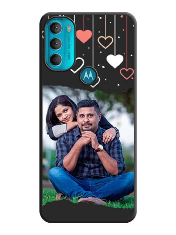 Custom Love Hangings with Splash Wave Picture on Space Black Custom Soft Matte Phone Back Cover - Moto G71 5G