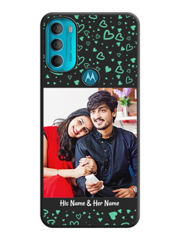 Custom Sea Green Indefinite Love Pattern on Photo on Space Black Soft Matte Mobile Cover - Moto G71 5G