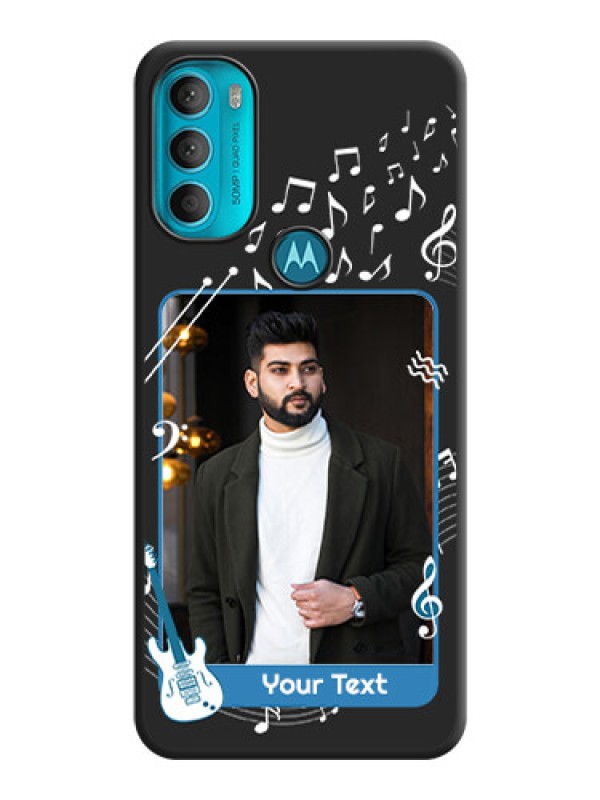 Custom Musical Theme Design with Text on Photo on Space Black Soft Matte Mobile Case - Moto G71 5G