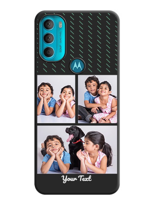 Custom Cross Dotted Pattern with 2 Image Holder  on Personalised Space Black Soft Matte Cases - Moto G71 5G