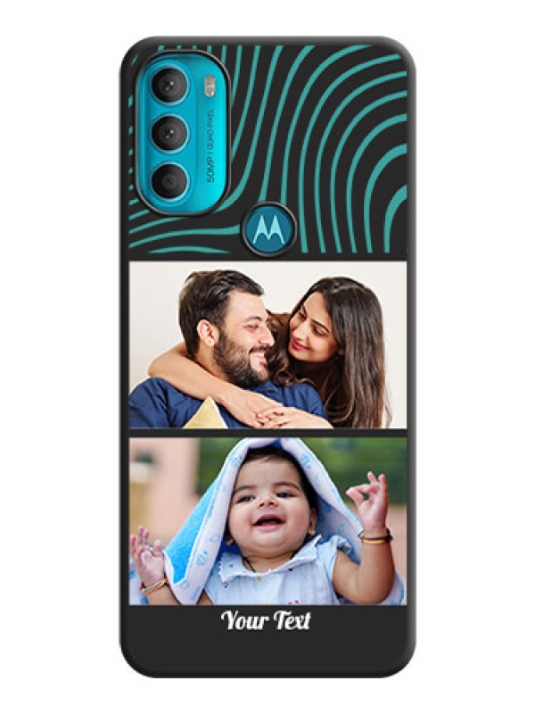 Custom Wave Pattern with 2 Image Holder on Space Black Personalized Soft Matte Phone Covers - Moto G71 5G