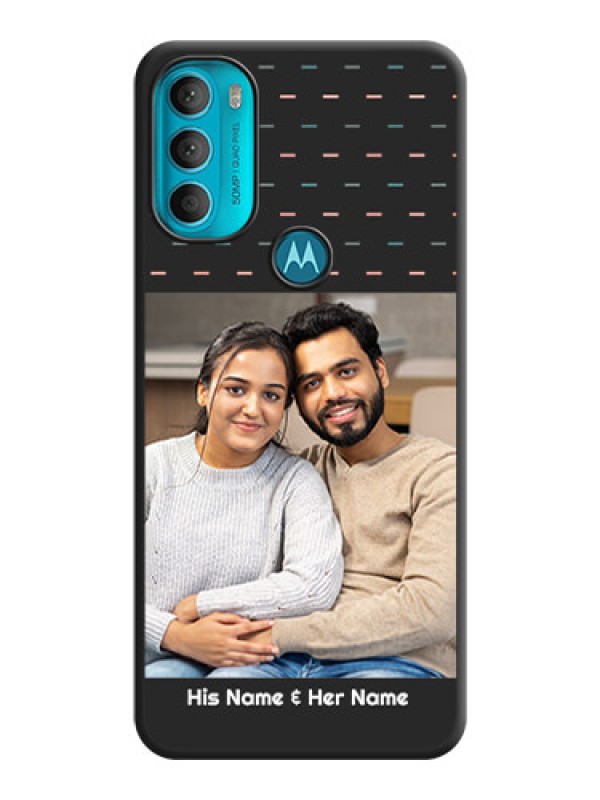 Custom Line Pattern Design with Text on Space Black Custom Soft Matte Phone Back Cover - Moto G71 5G