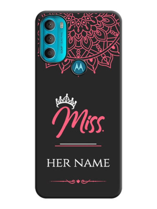 Custom Mrs Name with Floral Design on Space Black Personalized Soft Matte Phone Covers - Moto G71 5G