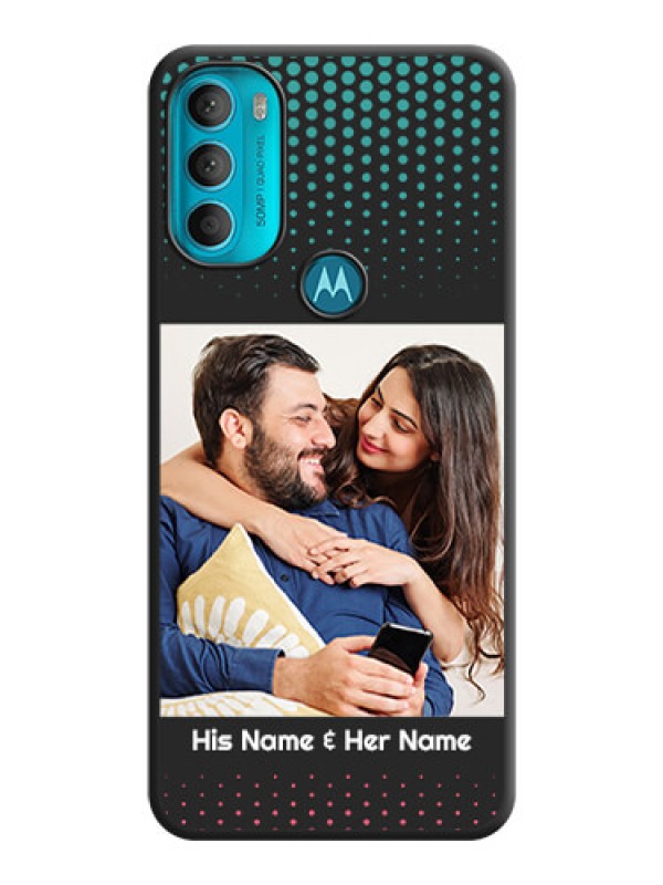 Custom Faded Dots with Grunge Photo Frame and Text on Space Black Custom Soft Matte Phone Cases - Moto G71 5G