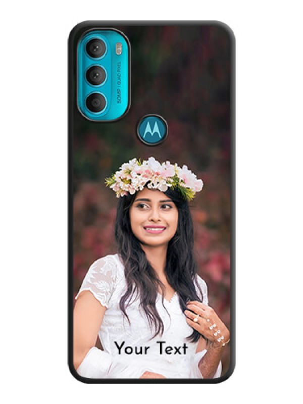 Custom Full Single Pic Upload With Text On Space Black Personalized Soft Matte Phone Covers -Motorola Moto G71 5G