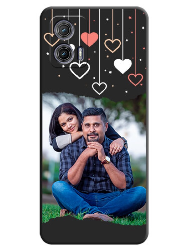 Custom Love Hangings with Splash Wave Picture on Space Black Custom Soft Matte Phone Back Cover - Moto G73 5G