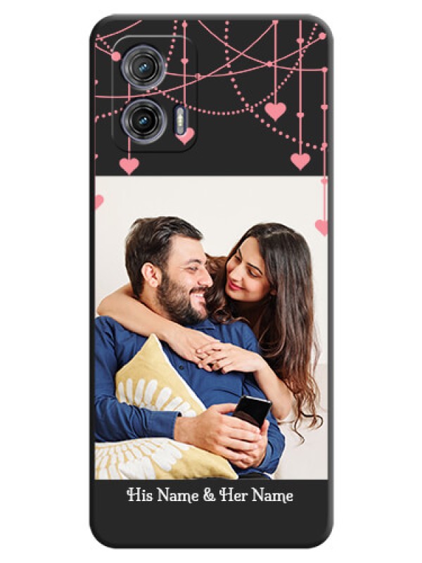 Custom Pink Love Hangings with Text on Space Black Custom Soft Matte Back Cover - Moto G73 5G