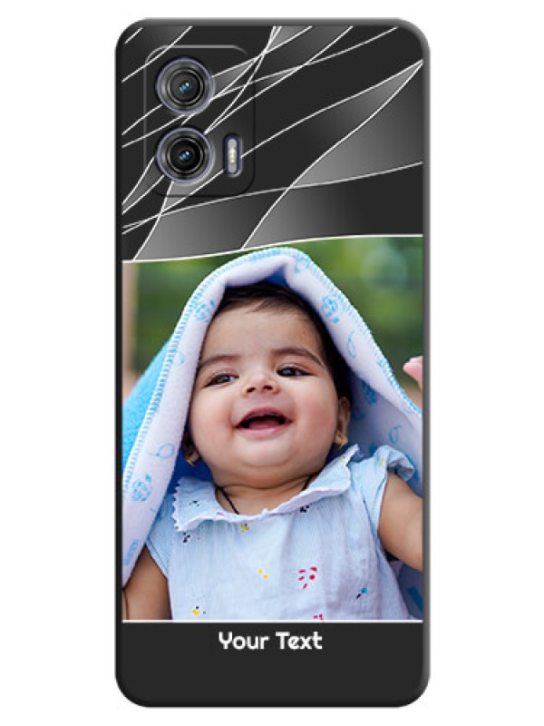 Custom Mixed Wave Lines on Photo on Space Black Soft Matte Mobile Cover - Moto G73 5G