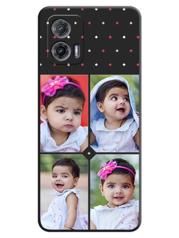 Custom Multicolor Dotted Pattern with 4 Image Holder on Space Black Custom Soft Matte Phone Cases - Moto G73 5G