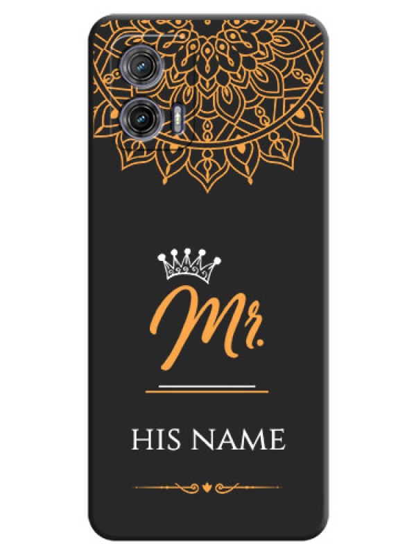 Custom Mr Name with Floral Design  on Personalised Space Black Soft Matte Cases - Moto G73 5G