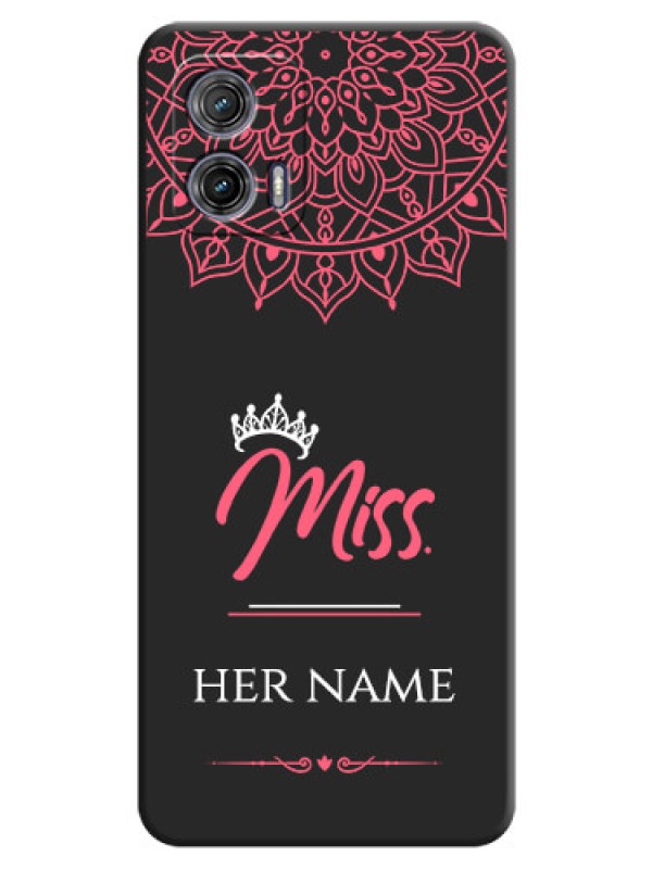 Custom Mrs Name with Floral Design on Space Black Personalized Soft Matte Phone Covers - Moto G73 5G