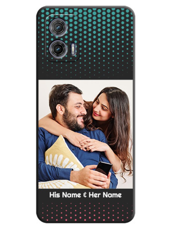 Custom Faded Dots with Grunge Photo Frame and Text on Space Black Custom Soft Matte Phone Cases - Moto G73 5G