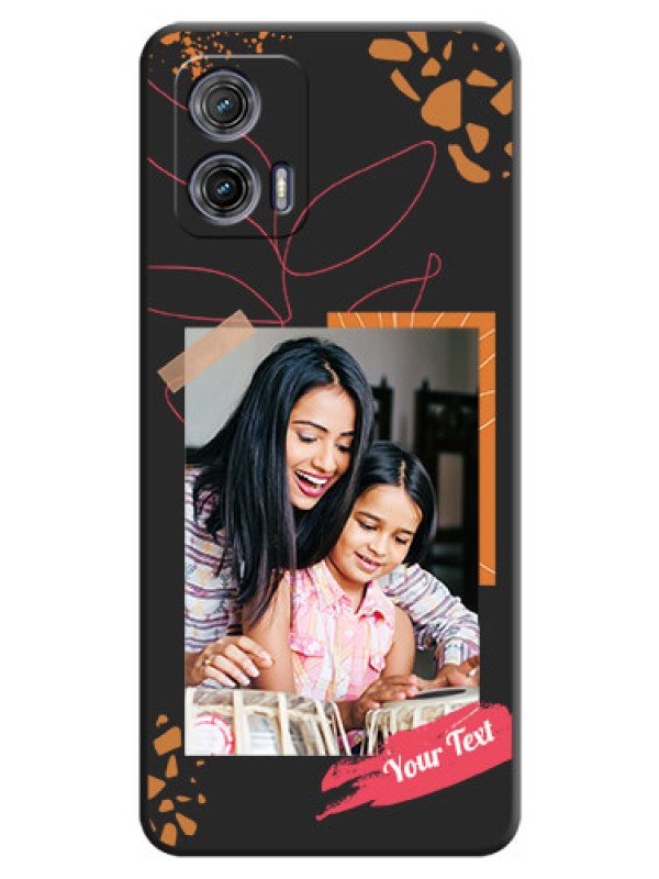 Custom Orange Photo Frame on Space Black Custom Soft Matte Phone Back Cover - Moto G73 5G