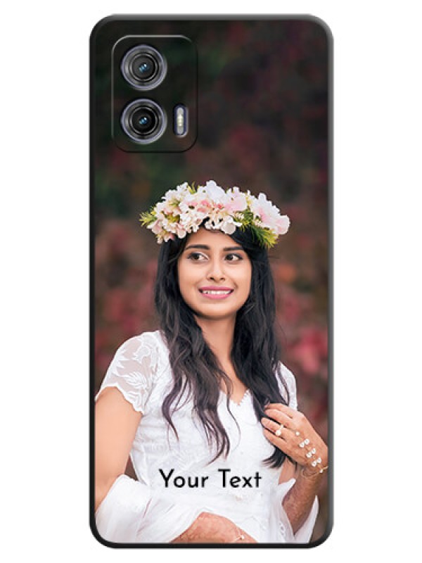 Custom Full Single Pic Upload With Text On Space Black Personalized Soft Matte Phone Covers -Motorola Moto G73 5G
