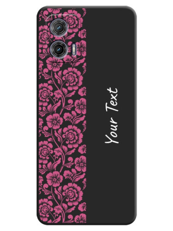Custom Pink Floral Pattern Design With Custom Text On Space Black Personalized Soft Matte Phone Covers -Motorola Moto G73 5G