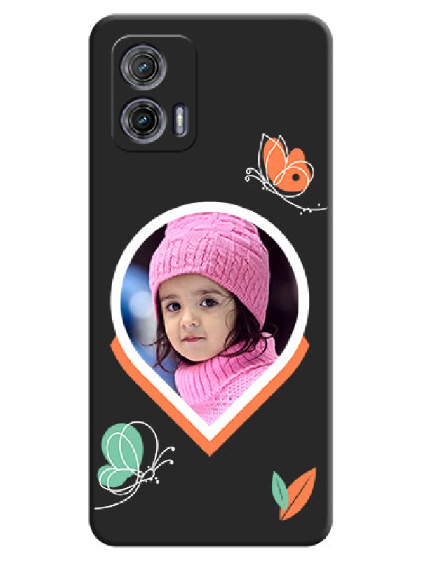 Custom Upload Pic With Simple Butterly Design On Space Black Personalized Soft Matte Phone Covers -Motorola Moto G73 5G