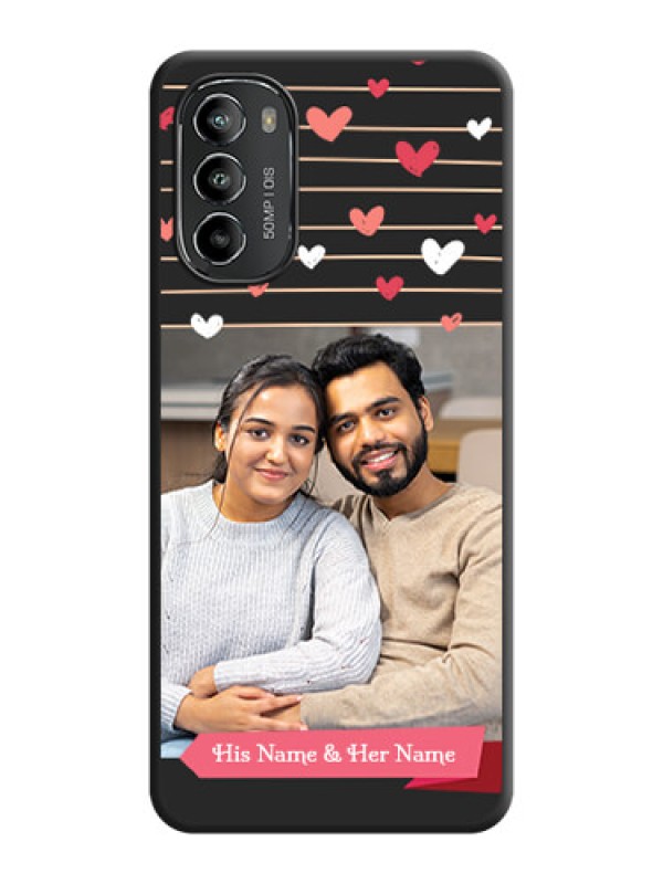 Custom Love Pattern with Name on Pink Ribbon  on Photo on Space Black Soft Matte Back Cover - Moto G82
