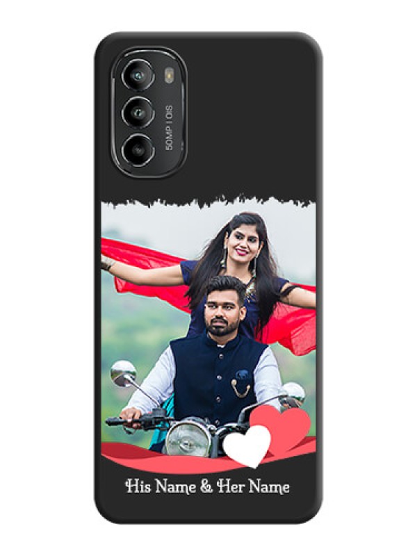 Custom Pin Color Love Shaped Ribbon Design with Text on Space Black Custom Soft Matte Phone Back Cover - Moto G82