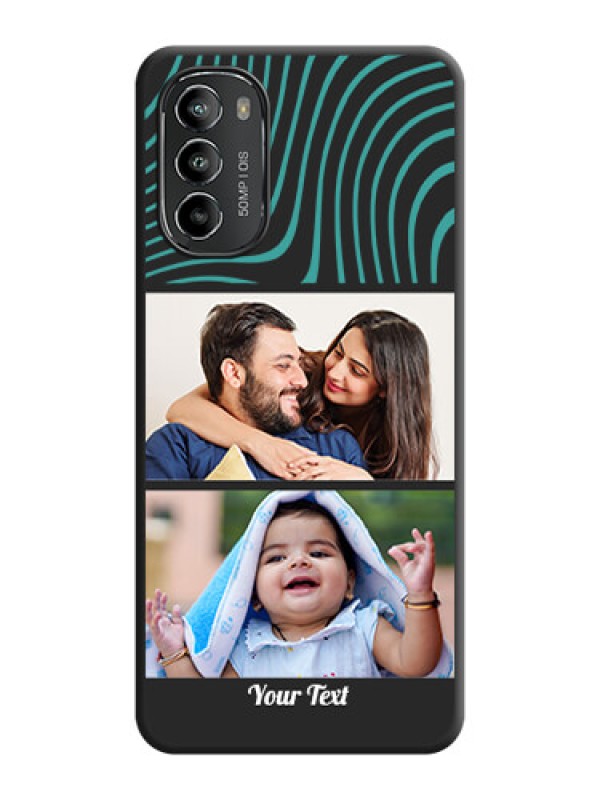 Custom Wave Pattern with 2 Image Holder on Space Black Personalized Soft Matte Phone Covers - Moto G82