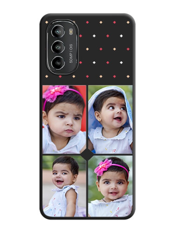 Custom Multicolor Dotted Pattern with 4 Image Holder on Space Black Custom Soft Matte Phone Cases - Moto G82