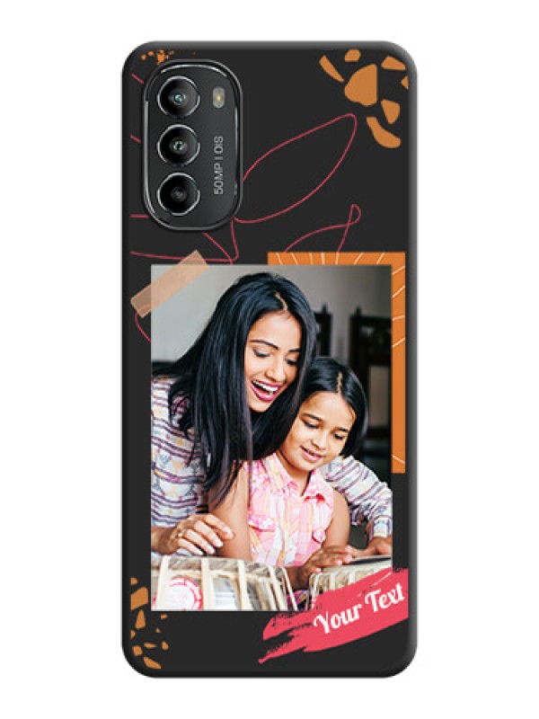 Custom Orange Photo Frame on Space Black Custom Soft Matte Phone Back Cover - Moto G82