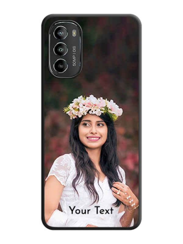 Custom Full Single Pic Upload With Text On Space Black Personalized Soft Matte Phone Covers -Motorola Moto G82