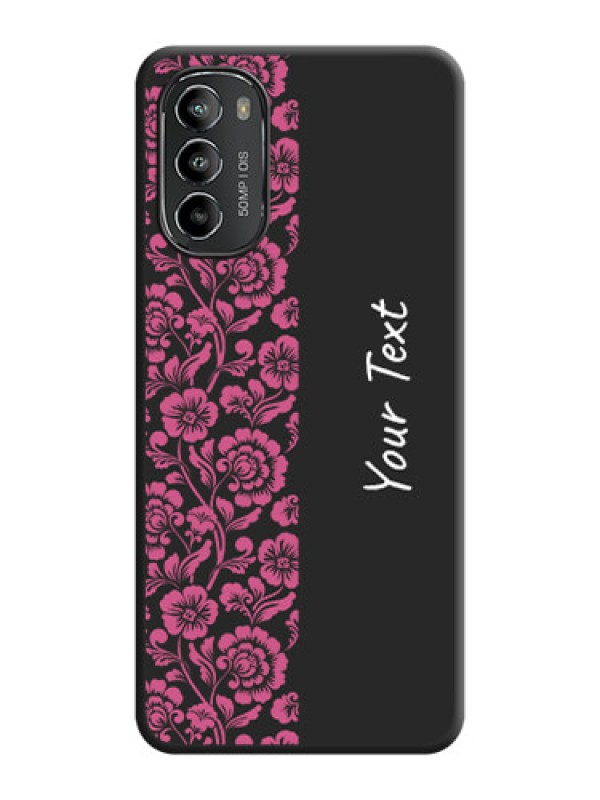 Custom Pink Floral Pattern Design With Custom Text On Space Black Personalized Soft Matte Phone Covers -Motorola Moto G82