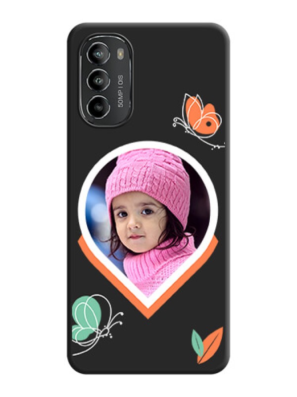 Custom Upload Pic With Simple Butterly Design On Space Black Personalized Soft Matte Phone Covers -Motorola Moto G82