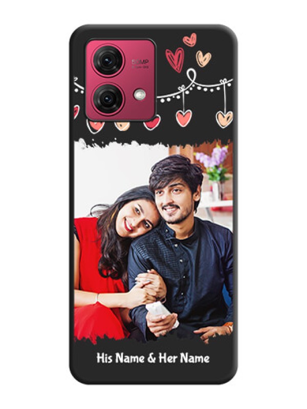 Custom Pink Love Hangings with Name on Space Black Custom Soft Matte Phone Cases - Motorola Moto G84 5G