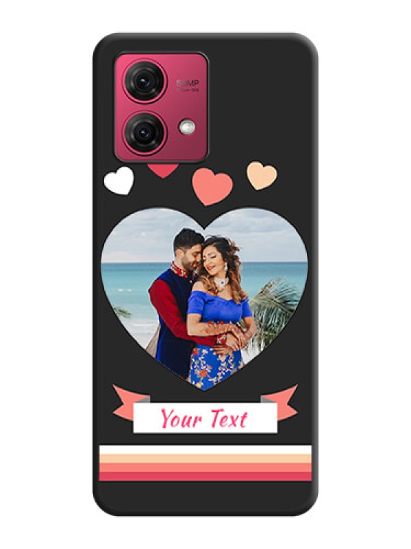 Custom Love Shaped Photo with Colorful Stripes on Personalised Space Black Soft Matte Cases - Motorola Moto G84 5G