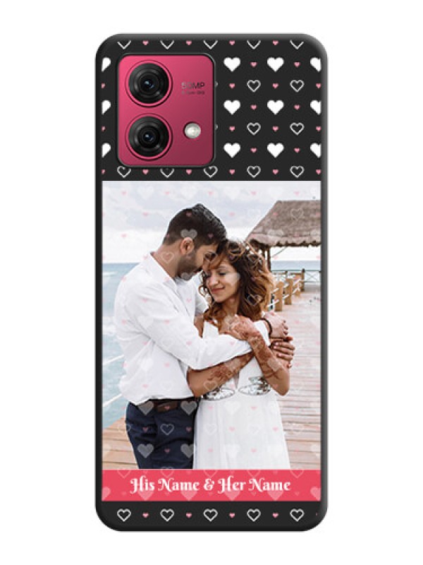 Custom White Color Love Symbols with Text Design - Photo on Space Black Soft Matte Phone Cover - Motorola Moto G84 5G