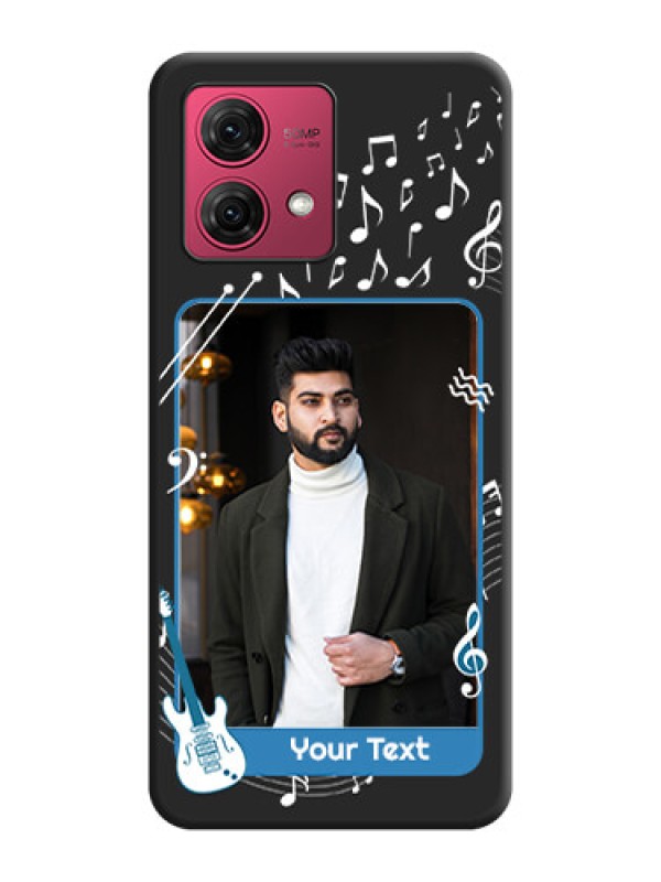 Custom Musical Theme Design with Text - Photo on Space Black Soft Matte Mobile Case - Motorola Moto G84 5G