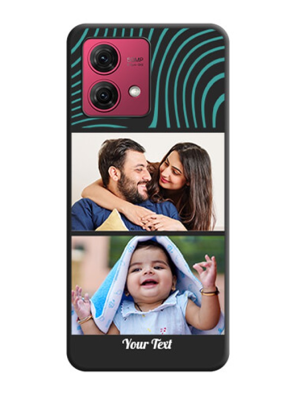 Custom Wave Pattern with 2 Image Holder on Space Black Personalized Soft Matte Phone Covers - Motorola Moto G84 5G
