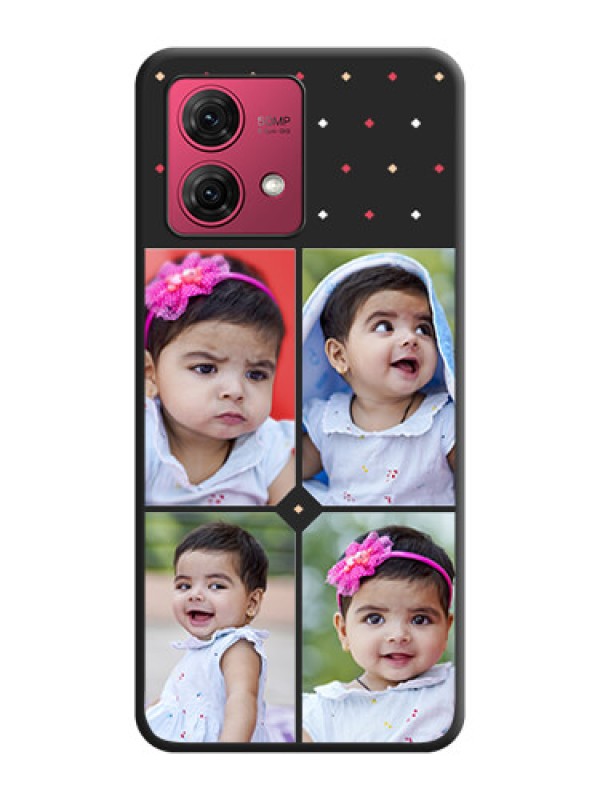 Custom Multicolor Dotted Pattern with 4 Image Holder on Space Black Custom Soft Matte Phone Cases - Motorola Moto G84 5G