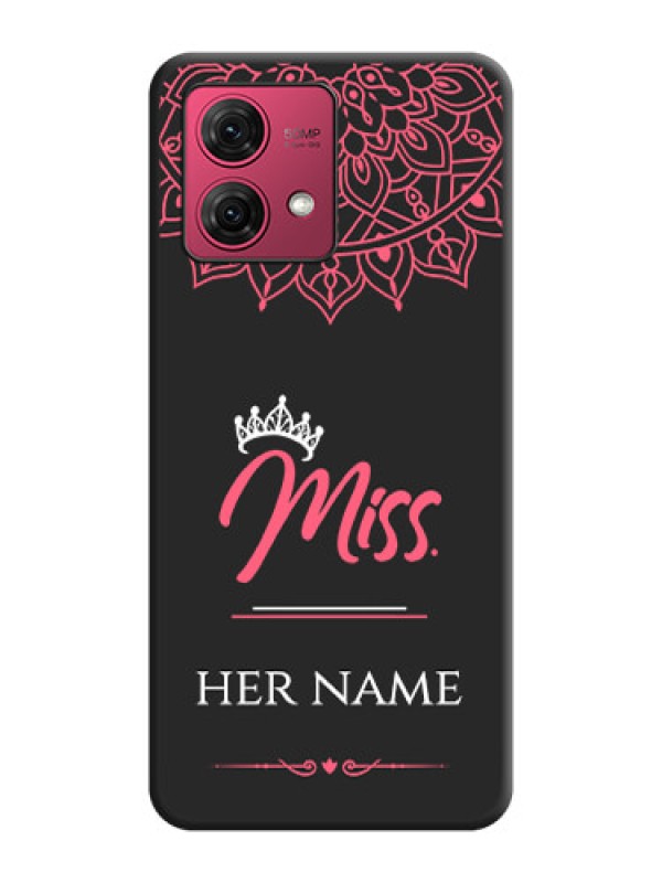 Custom Mrs Name with Floral Design on Space Black Personalized Soft Matte Phone Covers - Motorola Moto G84 5G